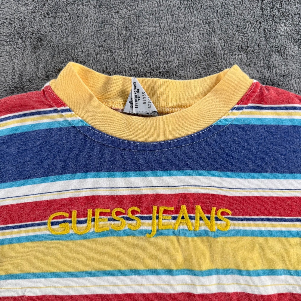 Guess Jeans T-Shirt Kids M 2-3 Multi-Color Good Vintage Striped Made in USA